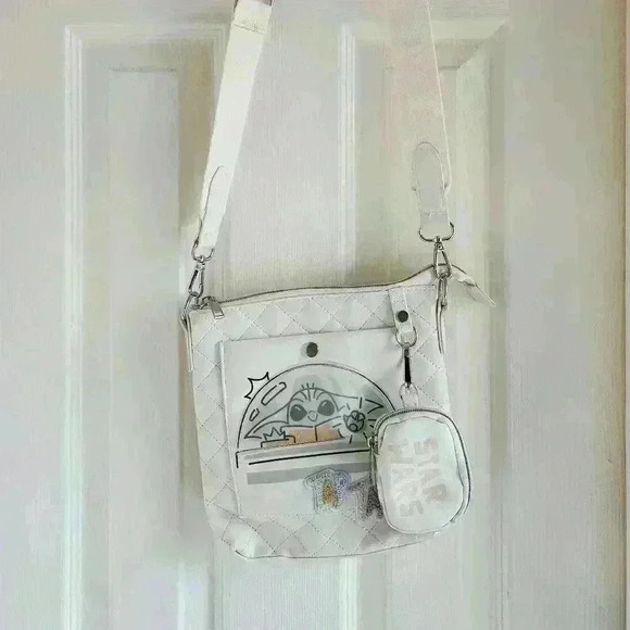 Disney Parks 2023 Star Wars Grogu Crossbody Bag with Coin Purse White - Picture 1 of 3